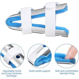 BBTO 6 Pieces Finger Splint Metal Finger Support Knuckle Stabilizer with Soft Foam Interior and Protective Vent, 3 Sizes(Blue,10 Pieces)