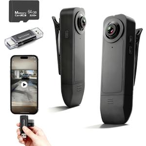 Heart Link Body Camera with Audio and Video Recording - 1080P HD Wearable Mini Camera, 64GB Night Vision Portable Body Cam for Police, Guard - Personal Protection & Sports Recording