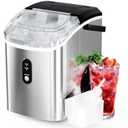 Antarctic Star Nugget Ice Maker Countertop with Soft Chewable Ice, Portable Sonic Ice Maker with Basket and Scoop, Removable Top Cover, Auto-Cleaning for Home/Party/RV/Camping (Stainless Steel Silver)