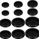 Swpeet 12Pcs 6 Sizes 2" 2-3/8" 2-3/4" 3-3/16" 3-19/32" 4" Double Sided Rubber Grommet Assortment Kit, Round Rubber Hole Plug Grommet Firewall Solid Closed Hole Plug Gasket for Auto Wire Cable