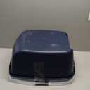 IRIS USA Cat Litter Box, Large Enclosure with Front Door Flap and Scoop, Covered Box with Handle and Buckles for Portability and Privacy, Navy/White