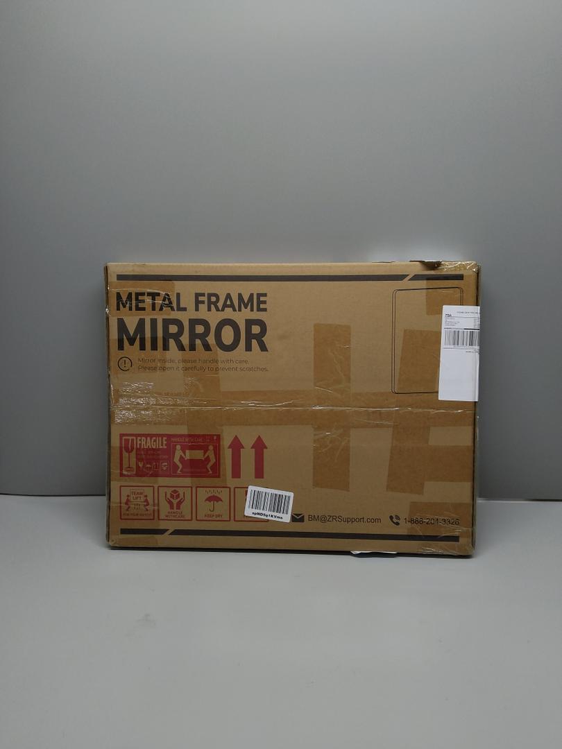20X16 Inch Black Metal Framed Bathroom Mirror for Wall, Matte Black Bathroom Vanity Mirror Farmhouse, Large Rounded Rectangle Mirror, Anti-Rust, Hangs Horizontally or Vertically