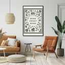 Trendy Home Sweet Home Botanical Poster Vintage Minimalist Wall Art Retro Green Plants Canvas Painting Floral Picture Print for Bedroom Living Room Kitchen Office Decor 12x18inch Black Aluminum Frame