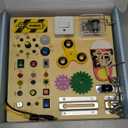 Montessori Wooden Busy Board Toys for 1 2 3 Boys Girls,Toddler Sensory Educational Fidget Board Travel Toy with LED Light Up Switches & Music Boxes, Locks for Kids Gifts