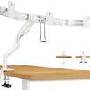 Triple Monitor Mount with Crossbar Handle, Fully Adjustable 3 Monitor Desk Mount, VESA 75x75/100x100, Aluminum, White