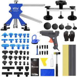 Dent Puller Kit, Car Dent Puller for Dent Repair with Blue Dent Lifter, Adjustable Bridge Puller, Paintless Dent Removal Kit for Car Refrigerator Door Ding Hail Damage Repair (Medium)