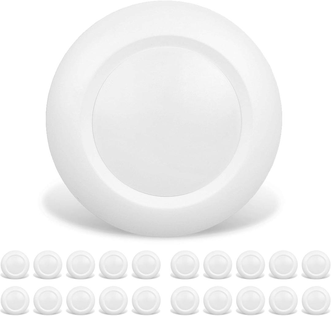 20 Packs 6 Inch LED Low Profile Recessed & Surface Mount Disk Light, Round, 15W, >900 Lumens, 3000K Warm White, CRI80, Driverless Design, Dimmable, ETL Listed, White