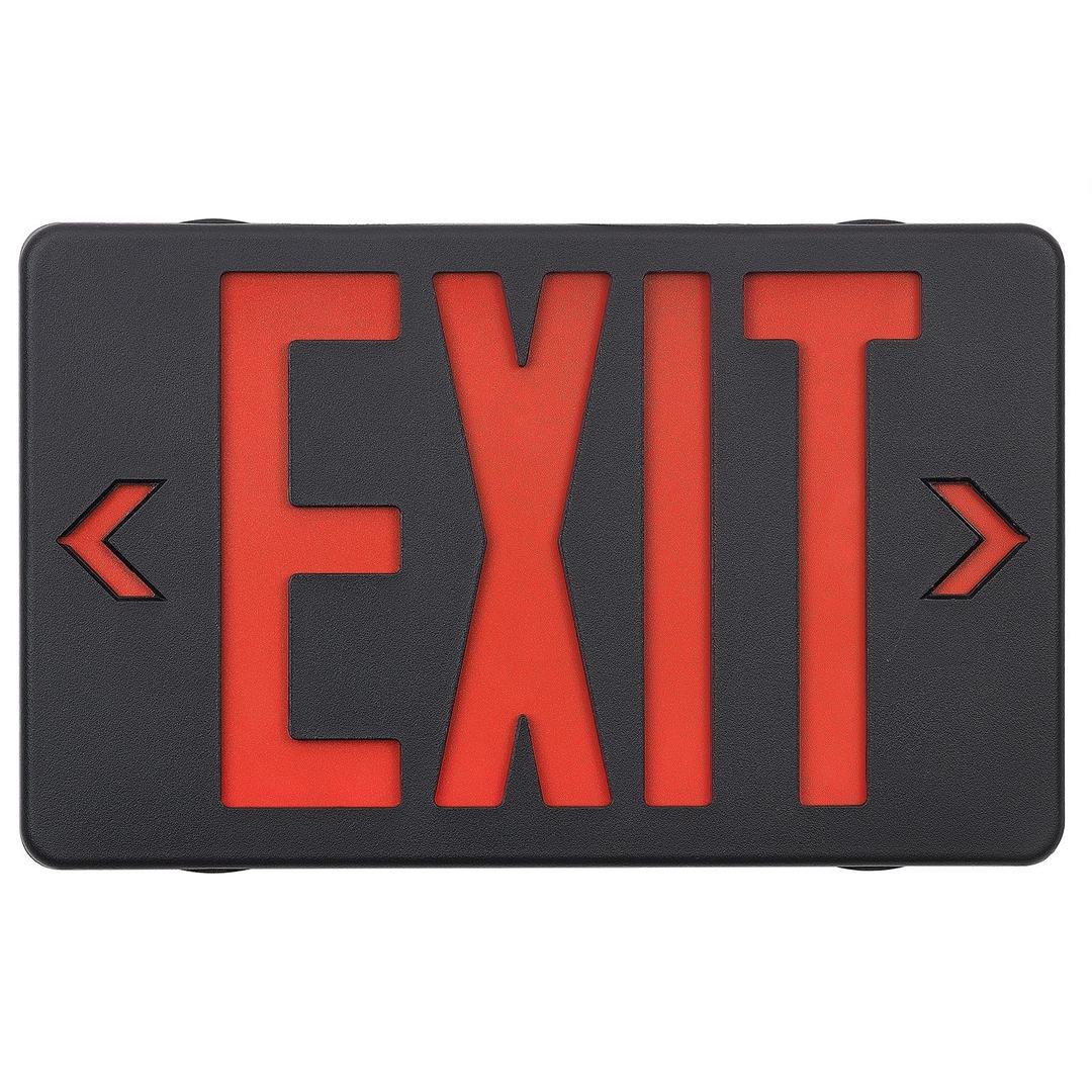 GZRUIYANG Red Exit Sign with Black Housing, LED Emergency Exit Light with Battery Backup, UL Listed, AC 120/277V, Exit Signs with Emergency Lights, Commercial Emergency Lights for Business - 6 Pack