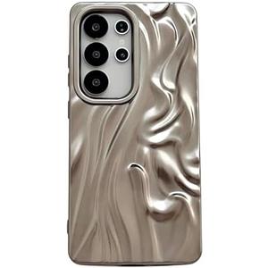Caseative for Samsung Galaxy S24 Ultra Case,Pleated Water Ripple Chrome Wave Pattern Soft Compatible with Samsung Case (Silver,Samsung Galaxy S24 Ultra)