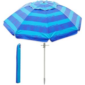 Beach Umbrella w/Sand Anchor & Tilt, Heavy Duty Wind Outdoor Umbrellas with Air Vents Design & Carry Bag, UV 50+ Protection Portable Sun Shade for Patio, Pool, Garden