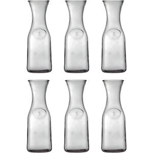 1-Liter Glass Carafe (33.8 oz / ~0.26 Gal) Wide Mouth Water, Juice, Drink Cooler and Drink Jug, Clear Durable Glass (6)