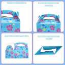 18pcs Cartoon Story Party Favor Box, Hawaiian Theme Gift Box with Hibiscus Flower Palm Leaves Printing for Hawaiian Luau Tropical Summer Birthday Party Supplies