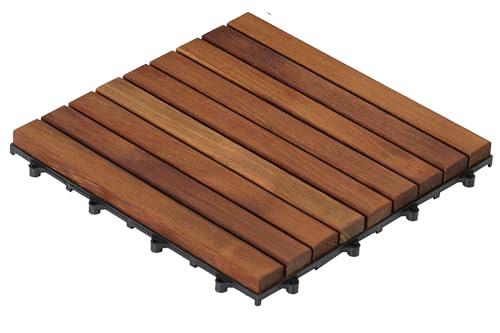 Bare Decor EZ-Floor in Solid Teak Wood, 1 Tile ONLY, Long Slat