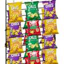 Geelin Football Party Potato Chip Rack Table Decor Concessions Sign and Display Stand with 60 Clips Countertop Snack Holder for Bags Metal Storage Candy Rack for Football Birthday Party