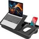 Laptop Lap Desk with Cushion - 9 Adjustable Angles, Fits Up to 15.6 inch Laptops, Built-in Mouse Pad, Phone and Pen Slots. Portable Writing Board for Bed, Sofa, and Work Table