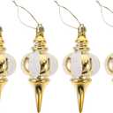 Amosfun Xmas Tree Hanging Ornaments 4Pcs Painted Gourd Pendants Christmas Decorations for Tree Tabletop Fireplace Holiday Party (Golden)