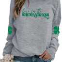 UNIQUEONE St Patricks Day Sweatshirt - Here for The Shenanigans Sweatshirts Women Casual Irish Long Sleeve Pullover Tops, M