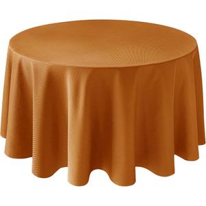 Biscaynebay Textured Fabric Round Tablecloths 70", Bronze Water Resistant Spill Proof Table Cloth Circle Folding Table Covers for Kitchen, Dining, Wedding, Parties Machine Washable