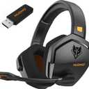 NUBWO G06 Dual Wireless Gaming Headset with Microphone for PS5, PS4, PC - 23ms Low Latency Audio - 100-Hour of Playtime - 50mm Drivers (Black-Orange)