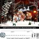 Eueasy Christmas Lights Outdoor, 1000 LED 344FT Fairy String Lights Plug in Waterproof with Remote, 8 Modes with Timer for Indoor Decorations Bedroom Xmas Tree Holiday House Party Decor