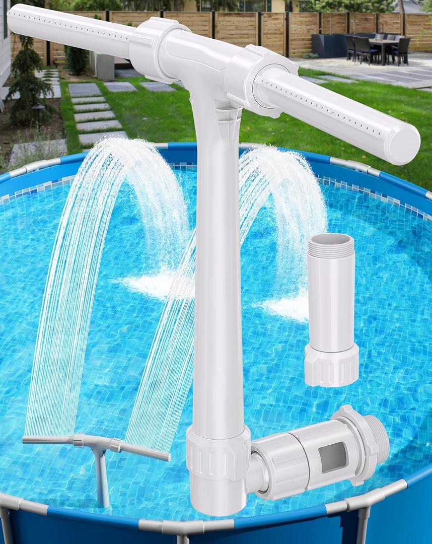 2025 Upgraded Higher Pool Fountain for Above Ground and Inground Pools, 360 Adjustable Dual Spray Waterfall Pool Sprinkler Cooler, Outdoor High-Pressure Pool Accessories for Cooling and Relaxation (White)