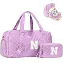 Elilier Initial Duffle Bag Women Girls Gift: Personalized Travel Gym bags, Dance Cheer bag Sports for Girl, Kid Gymnastics Bags, Birthday Gifts for Women Girls Kids Teens Mom Teacher