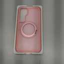 Compatible with Samsung Galaxy S24 Plus Case with 360Rotatable Magnetic Ring Stand Compatible with Mag-Safe Military Protection Matte Translucent Phone Case for Galaxy S24+,Pink