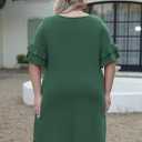 Nemidor Plus Size Casual Dresses for Curvy Women Summer Ruffle Sleeve T-Shirt Swing Mini Dress with Pocket 14-26 (Green)