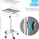 Houseables Mayo Stand, Medical Tray on Wheels, Mayo Stand with Wheels, Tattoo Tray, Stainless Steel Medical Cart, Surgical Cart, Rolling, Esthetician, Hair Salon, Stylist, Adjustable Height 31"-49"