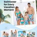 PATPAT Family Matching Summer Swimsuits, Two Piece Bathing Suits Tropical Plant Floral Print Swim Trunks Shorts (3-4T, Mint Green)