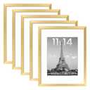 upsimples 11x14 Picture Frame Set of 3, Display Pictures 8x10 with Mat or 11x14 Without Mat, Wall Gallery Photo Frames, Gold