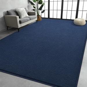 Large Area Rugs for Living Room Bedroom, 7x10 Feet Navy Blue Rug, Minimalist Modern Shag Rug, Soft Thick Memory Foam Indoor Carpet, Non-Slip Washable Rug for Boys Girls Dorm Nursery Room Home Decor
