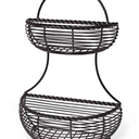Gourmet Basics by Mikasa Marketplace 2 Tier Flatback Basket, Antique Black