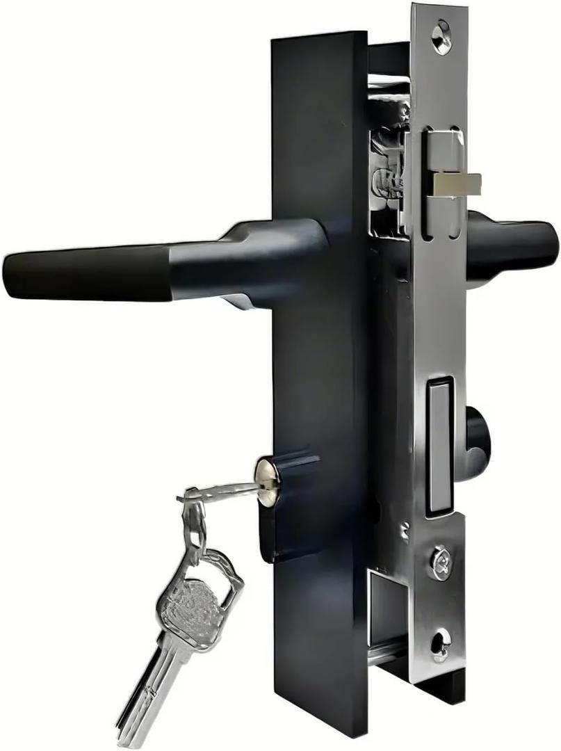 Door Locks for Bedrooms, Quiet Modern Black Door Handles Interior with Lock, Door Knob with Lock and Keys Mute Zinc Alloy Exterior Door Lock Set