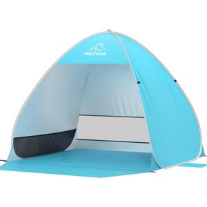 Wolfwise UPF50+ Pop up Beach Tent, Instant Easy Setup Popup Beach Shade Canopy for 1-2 Person, Sun Shelter with UV Protection, Portable with Carring Bag, 59 ×47×43 in, Blue