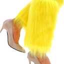 Fuzzy Leg Warmer Winter Fluffy Leg Warmers Boot Covers Mardi Gras Y2k Cosplay New Year Rave Outfit for Women (11.8 in, Yellow)