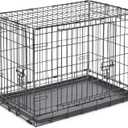 New World Double Door Folding Metal 30-Inch Dog Crate, Includes Leak-Proof Pan, Floor Protecting Feet, & New Patented Features, for Medium-Sized Breeds