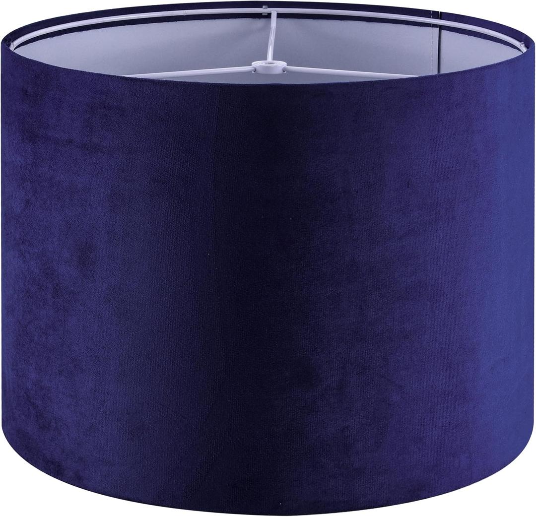 Dark Blue Velvet Drum Lamp Shade Modern Lampshade 13``Top13``Bottom10``High(Spider) Medium Lamp Shade for Table & Bedside Lamp Replacement Lampshades in Hand Crafted - By GO&SO