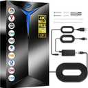 2026 Upgraded TV Antenna Indoor, 3500+ Miles Long Range Reception for Local Channels, Digital HDTV Antenna with Amplifier for Smart TV - Supports 8K 4K 1080P HD, Easy Setup with 26ft Cable