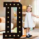 4FT Marquee Light Up Letters, Black Marquee Letters Large Mosaic Letters D, Pre-cut Foam Board Set Can Be Used for Birthday Party Grad Prom Party Decoration Wedding Event Baby Shower