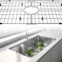 29-1/2" x 15-3/4" Sink Grid for Kitchen Sink Stainless Steel Bottom Protector, Center Drain, Detachable Design, Fits Large Single Bowl Sinks, Scratch Protection & Dish Drying Rack