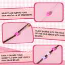 YBEATY 98 PCS Pink Hair Beads Set Braids Clear Beads Crafts Valentines Plastic Bracelets Making Quick Braids Bead Colored Hair Accessories for Girls Women Dreadlocks Pony Tails Jewelry Making