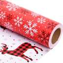 Linelglobal Christmas Wrapping Paper Long Roll Vantage Christmas Tree, Reversible Roll Two Side Wrapping Paper 30x390 Inch - Deer Plaid