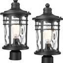Darkaway 2 Pack Large Outdoor Post Lights Lamp Posts Outdoor Lighting, 17inch Aluminum Post Lights Outdoor Light Fixtures with Water Ripple Glass for Patio Yard Garden