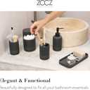ZCCZ Black Stone Bathroom Accessories Set 6 Pieces - Toothbrush Holder, Lotion Dispenser, Qtip Container, Vanity Tray, Tumbler - Countertop Organizer for Bathrooms - Elegant and Functional Dcor Set