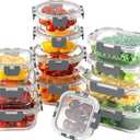 HOMBERKING 24pc Borosilicate Glass Food Storage Containers with Snap Locking Lids, Glass Meal Prep Containers, Airtight Lunch Boxes, Oven, Freezer and Dishwasher Safe, BPA Free, Kitchen Storage Set (Grey)