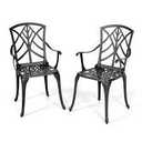 Outdoor 2-Piece Patio Chair Set, Cast Aluminum, Black with Gold-painted Edge