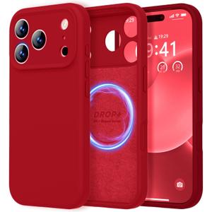 LOVE 3000 Designed for iPhone 17 Pro Case, Premium Silicone [Compatible with Magsafe][Soft Anti-Scratch Microfiber Lining] Shockproof Protective Phone Case for Men Women 6.3", Red