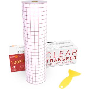 HTVRONT Transfer Tape for Vinyl - 12" X 120 ft w/Red Alignment Grid Transfer Paper for Adhesive Vinyl, Silhouette Cameo Vinyl Transfer Tape for Vinyl for Decals,Signs, Windows, Stickers