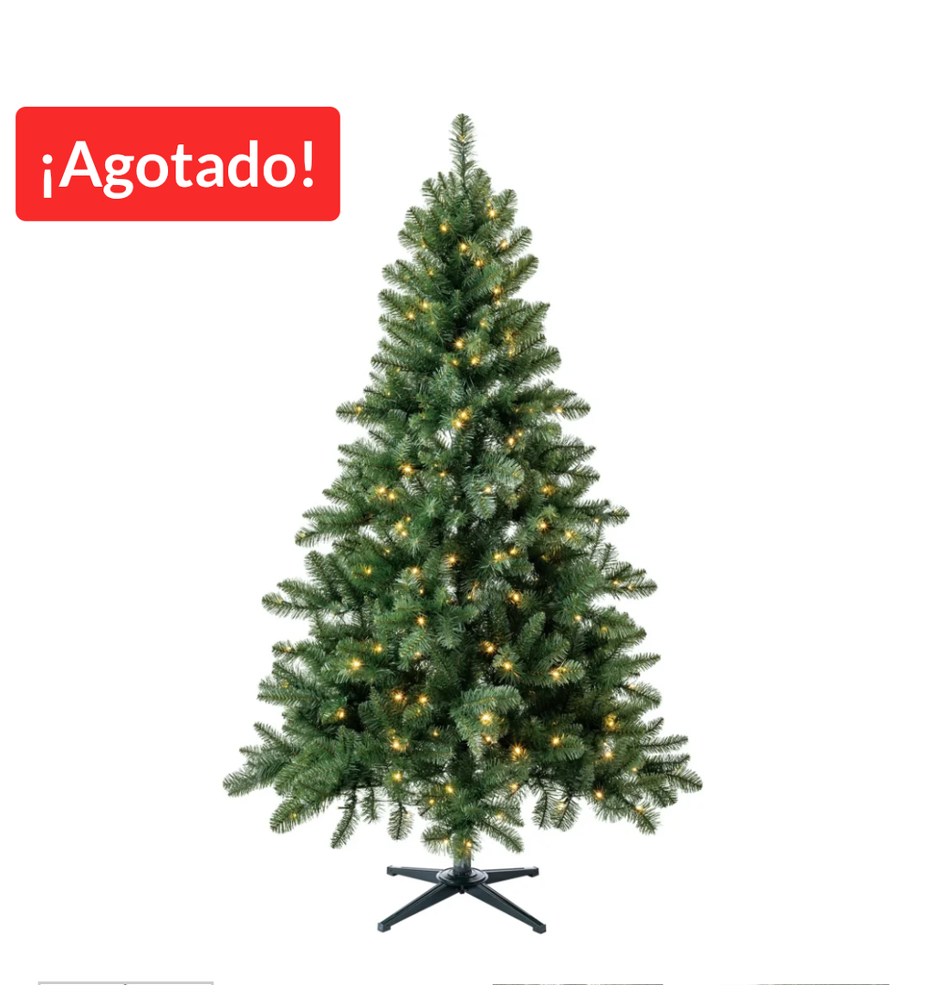 6.5' Pre-lit Christmas Tree with Clear+Multi LED, Douglas Fir, Galvanized Frame, Hinged, Includes Stand – Ideal Xmas Tree for Home & Office